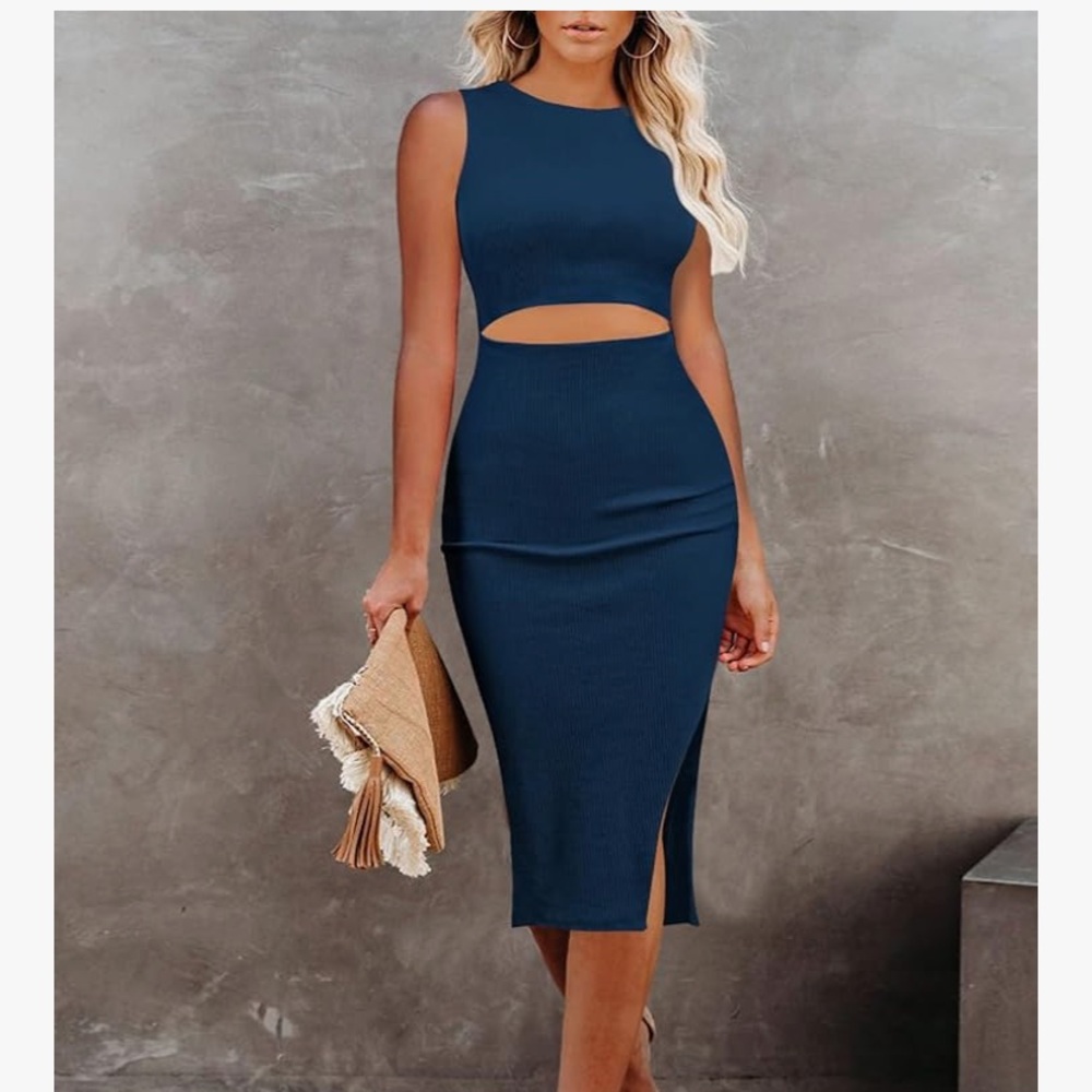 Amazon Pink Queen Cut Out Bodycon Midi Dress. NWOT.